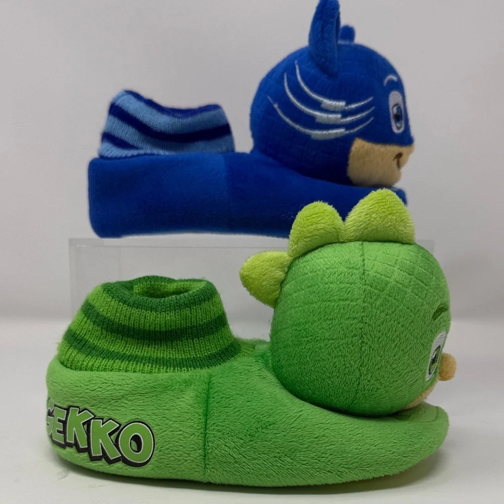 PJ Masks Gekko and Catboy Plush Bootie Slippers Size M 7-8